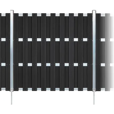 Produktbild von Milano Line WPC Sichtschutzzaun 3er Set bestehend aus 3x Zaunfeld je 180 x 180cm anthrazit & 4x Alu-Pfosten eloxiert zum Einbetonieren