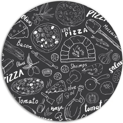 Produktbild von Glas-Herdabdeckplatten Glaskeramikkochfeld-Abdeckung Spritzschutz Glas Runden Schneidebrett fi40 cm - Pizza Motive