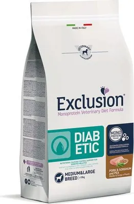Image de Exclusion Diabetic Porc, Millet & Pois Medium/Large Breed 12 kg