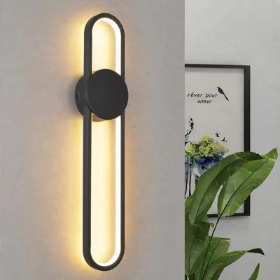 Image de ZMH Applique murale LED Applique intérieure12W Lampe de cage d'escalier 60cm Noir Lampe de couloir Design moderne 3000K Blanc chaud Eclairage mural minimaliste pour chambre à coucher Salon Couloir Cage d'escalier Cuisine, Image générée par une IA
