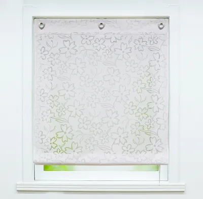 Produktbild von Delien Raffrollo ohne Bohren Weiß Ausbrenner Raffgardinen Voile Ösenrollo mit Haken Halbtransparent Küche Vorhänge BxH 120x140 cm