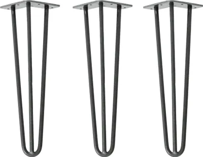Immagine prodotto di Natural Goods Berlin Gambe HAIRPIN, gambe a forcina, gambe per mobili, gambe per tavoli, antracite industriale, 40 cm, 3 montanti, 3 pezzi