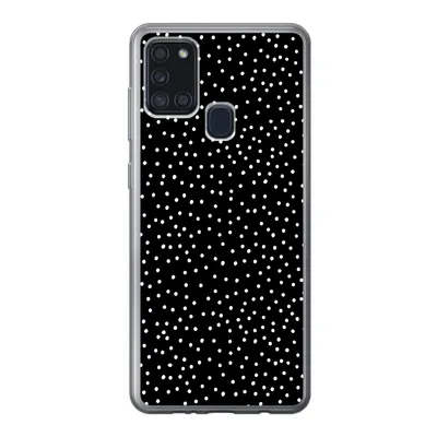 Produktbild von MuchoWow® Handyhülle Schutzhülle Hülle für Samsung Galaxy A21s Polka dots - Schwarz - Weiß Silikon Softcase Handy Hülle - Hartschale