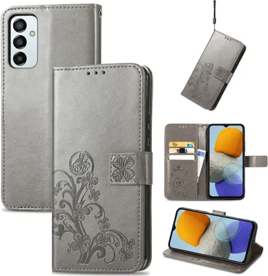 Produktbild von Mobigear Clover  Samsung Galaxy M23 Hülle Klapphülle Geldbörse - Grau
