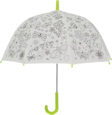 Produktbild von Regenschirm D70cm Blumen/Schmetterline zum ausmale