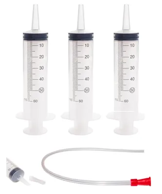 Produktbild von 3 Stück Spritze ohne Nadel 60ml Spritzen Verschlusskappen 90cm Schlauch
