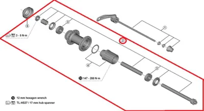 Immagine prodotto di Asse cavo SHIMANO completo per FH-QC400-HM-B Asse di ricambio per mozzo posteriore
