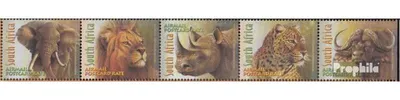 Produktbild von Briefmarken Südafrika 2001 Mi 1338-1342 Fünferstreifen (kompl.Ausg.) gestempelt Großwild