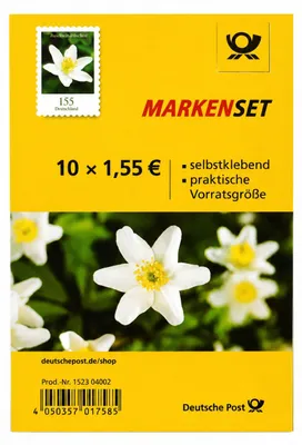 Produktbild von Markenbox 10 × 1,55 € Briefmarken „Buschwindröschen“ – Deutschland Briefmarken selbstklebend Markenset, KI-generiertes Bild