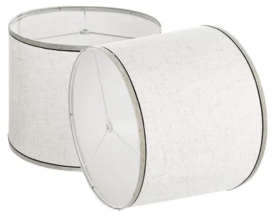 Immagine prodotto di VEVOR paralume a tamburo 290 x 320 x 245 mm (alto x basso x alto), 2 paralumi di ricambio in lino + paralume in PVC con arpa per lampade da tavolo a sospensione (lino chiaro con bordo nero)