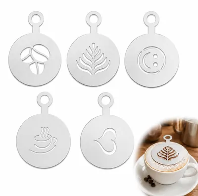 5er-Set Kaffeeschablonen aus Edelstahl für Latte Art