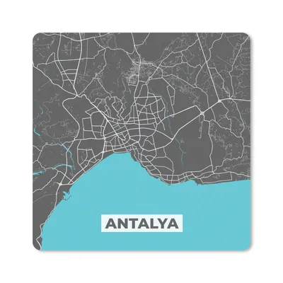 Produktbild von MuchoWow® Mauspad Mousepad Antalya - Stadtplan - Blau - Karte 30x30 cm - Mousepads - Maus Mat - Pad - Mausunterlage - Gaming