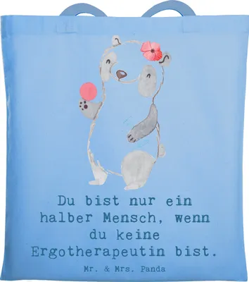 Produktbild von Mr. & Mrs. Panda Shopping Tasche Ergotherapeutin Herz - Sky Blue - Geschenk, Uni, Spruch, Witzig, Beruf, Tote Bag, Laptoptasche, Schultasche, Ausbildung, dokumententasche