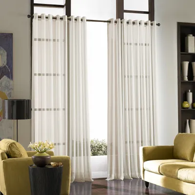 Imagen del producto de Cortina con ojales, tela translúcida, 355,6 x 150 cm, para la cocina