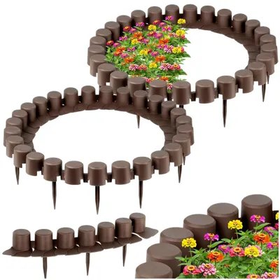 Produktbild von Vilde | Rasenkante - 8er Set - Witterungsbeständig - Kunststoff - Gartenpalisade Braun