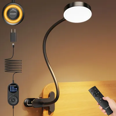 Produktbild von Klembare Schreibtischlampe, 72 LEDs, 3 Farben, 5 Helligkeitsstufen, schwarz