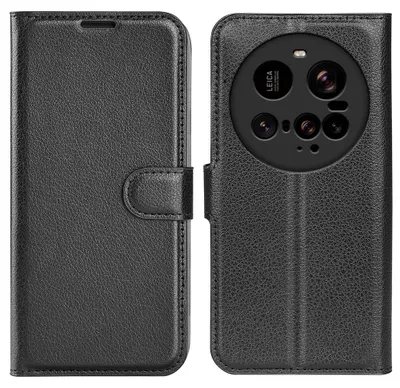 Produktbild von Hülle für Xiaomi 15 Ultra - Phonesta Litchi Skin Book Wallet Klapphülle - Schwarz