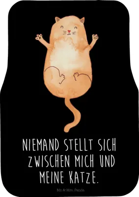 Produktbild von Mr. & Mrs. Panda Auto-Fußmatte Katze Umarmen - Schwarz - Geschenk, Fußmatte Auto, Katzen, Fahrzeugteppich, Familie, Cats, Fürs, Haustier, Automatte, Autoteppich