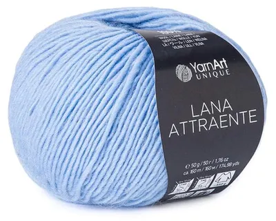 Produktbild von YarnArt Unique Lana Attraente 6648 hellblau – 100% Wolle, weich & warm, 50g