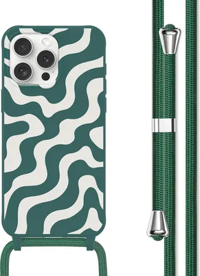 Produktbild von imoshion SilikonHülle design mit Band iPhone 15 Pro - Petrol Green Groovy