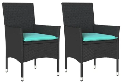 Produktbild von vidaXL Gartenstühle mit Kissen 2 Stk. Schwarz Poly Rattan