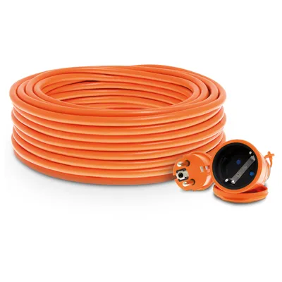 Productafbeelding van Verlengkabel voor grasmaaiers, oranje kabel, geschikt voor buitengebruik, IP44, Schuko, 3G1,5 mm², 20 meter