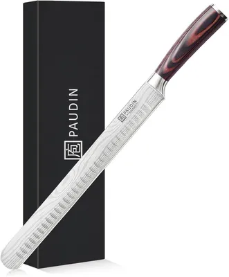 Immagine prodotto di PAUDIN N13 Coltello da arrosto – 30 cm – Coltello in stile giapponese professionale – Motivo damascato – Design ergonomico