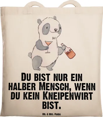 Produktbild von Mr. & Mrs. Panda Tote Bag Kneipenwirt Herz - Transparent - Geschenk, Schultasche, Bar, Kneipe, Tasche, Beutel, Shopping, Laptoptasche, Gaststätte