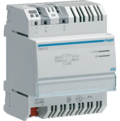 Produktbild von Hager TXA112 - PS transformer - Grau - Überlastschutz - Kurzschluß - 230 V - 50 - 60 Hz - 30 V