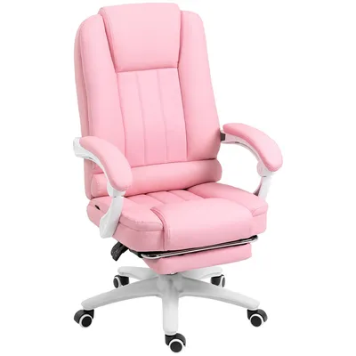 Produktbild von Arbeitsstuhl mit Fußstütze und Rollen Bürostuhl Gaming-Stuhl Rosa