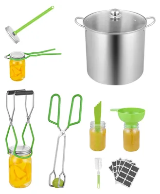 Obrázek produktu pro SucceBuy 9dílná sada pro zavařování Starter Kit s praktickou sadou nástrojů (hrnec, nerezová mřížka, skleněné víčko, PP trychtýř, kleště, skleněná lopatka, klíč, magnetický zvedák víčka, nástavec na mýdlové bubliny)