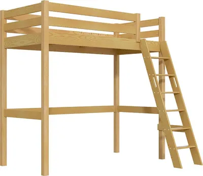 Produktbild von Hochbett holz 90x200 mit Leiter Sylvia schräge Leiter - Honig