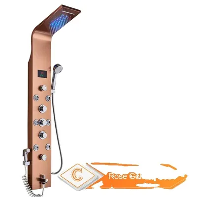 Produktbild von LED Duschpaneel, Wasserfall Regendesign, Spa Massage Sprüher, Rose Golden 8009