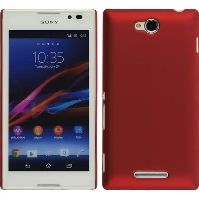 Produktbild von PhoneNatic Case kompatibel mit Sony Xperia C - Hülle rot gummiert Hard-case + 2 Schutzfolien