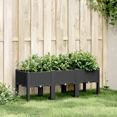 Produktbild von Möbel Pflanzkasten mit Beinen Schwarz 120x40x42 cm PP - Beete 367898