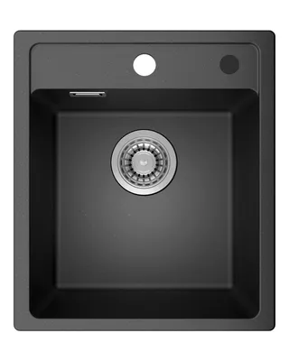 Produktbild von ANYCEE MAX Spülbecken Schwarz 40x46 cm, 80% Quarzsand Küchenspüle, 1 Becken Einbauspüle inkl Siphon, Granitspüle für Unterschränke ab 40 cm Breite
