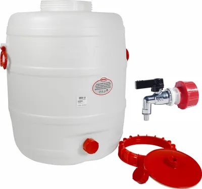 Produktbild von Graf Getränkefass Kunststofffass Rund 80 Liter mit Messing Auslaufhahn 3/4"
