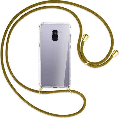 Produktbild von Handykette Backcover-Schutzhülle mit Band (Metall goldfarben) für Samsung Galaxy A8 Plus 2018 - khaki