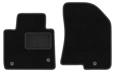 Produktbild von Velours-Fußmatten Vorne passend für Kia Carens IV (Minivan 7 Personen., Bj. 2013-2018) –  schwarz, passgenau, mit Befestigungen set 2 Stk. - STANDARD