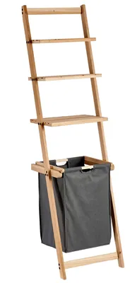 Zdjęcie produktu dla Regał łazienkowy z koszem na pranie CLEAR, 151 x 40,5 x 36 cm