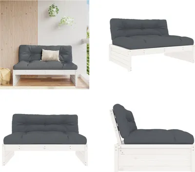 Obrázek produktu pro vidaXL Středová pohovka bílá 120x80 cm masiv borovice - Středová pohovka - Zahradní pohovka - Venkovní pohovka