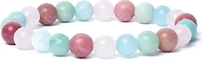 Immagine prodotto di Bracciale Acquamarina/ Quarzo rosa/ Amazzonite/ Thulite Elastico di qualità Aa - 0,8 Cm