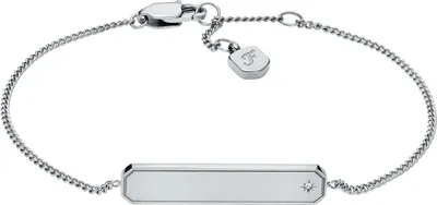 Produktbild von Fossil JF04929040 Damen Armband Gravurplatte Edelstahl Silber Weiß 19,5 cm