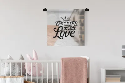 Produktbild von MuchoWow® Wandteppich Wandbehang Sommer - Zitat - Schwarz 60x60 cm Tapisserie Dekoration Wandtuch - Dekorationen - Wand Decke