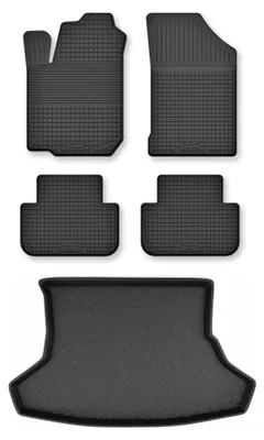 Image de Tapis en caoutchouc + bac de coffre pour Toyota Prius III 2009-2011 (coffre standard) – 5 pièces, noirs, semi-universel, adapté