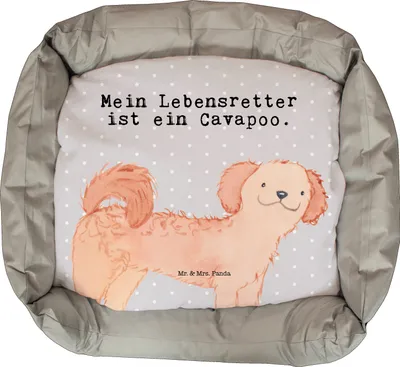 Produktbild von Mr. & Mrs. Panda Plüschbett Cavapoo Lebensretter - Grau Pastell - Geschenk, Cavoodle, Dankeschön, Hundebett, Valentinstag, Hund, Vatertag, Welpen