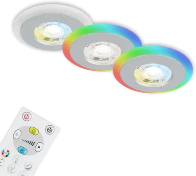 Image de Luminaires encastr s LED CCT Anneau lumineux RGB T ldimmable IP44 chrome Briloner