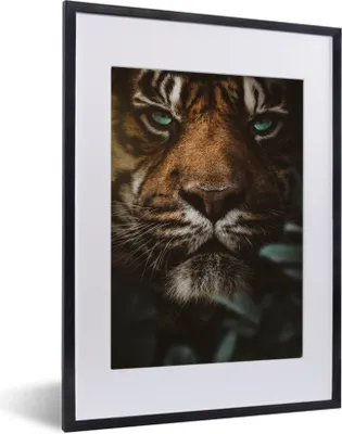 Produktbild von MuchoWow® MuchoWow® Gerahmtes Poster Tiger - Dschungel - Pflanzen 30x40 cm - Poster mit zchwarzem Bilderrahmen - Wandposter Schlafzimmer