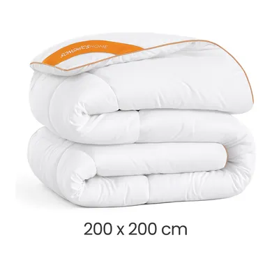 Produktbild von SONGMICS HOME Bettdecke, 200 x 200 cm Steppdecke, Steppbettdecke mit 8 Schlaufen, 300 GSM Decke, Doppelbettdecke, mit Karosteppung, wolkenweiß