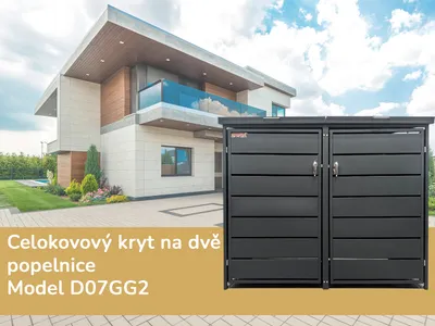 Produktbild von Prístrešok na koše D07GG2, pre 2 koše, celokovový kryt, moderný, antracitový
